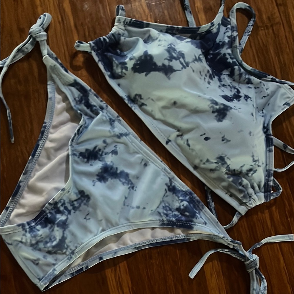 Strappy Blue Tie-Dye Bikini Set